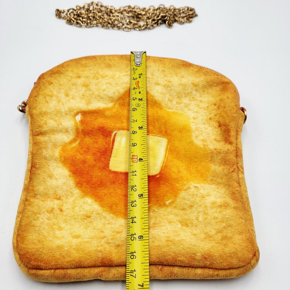 Belgian Boys Butter Toast Shape Zip Closure Chain Strap Shoulder Bag Food Foodie - Picture 5 of 8